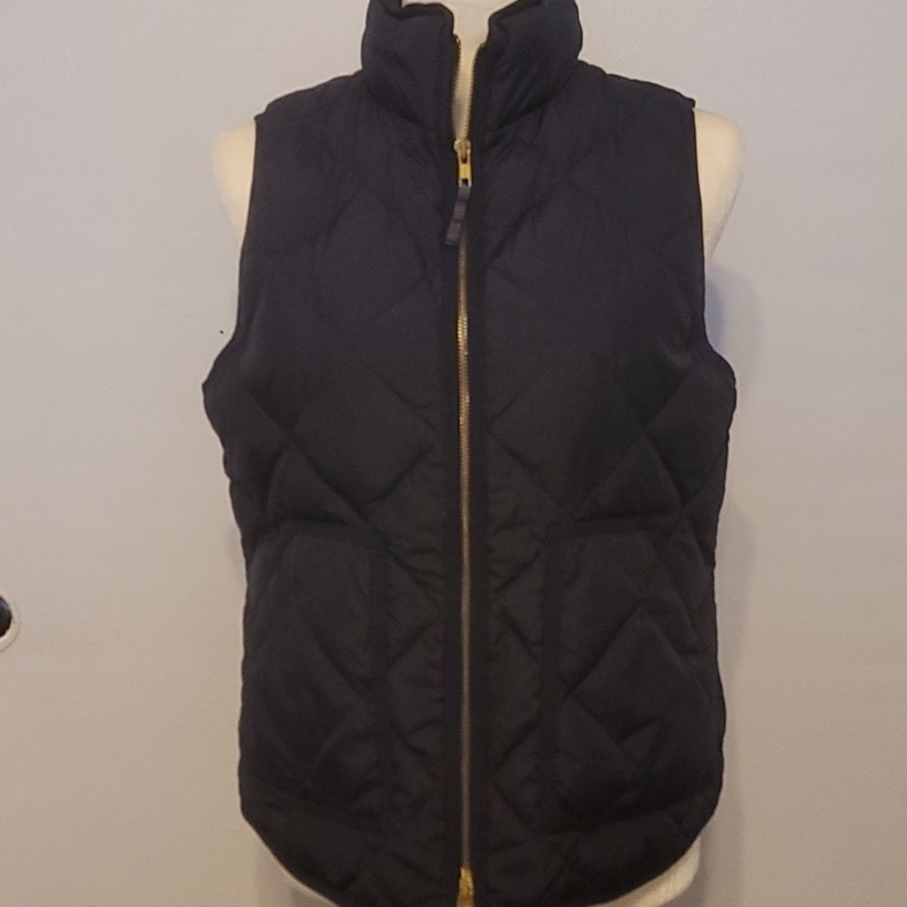 J. Crew Women's Sleeveless Full Zip Up Puffer Vest Polyester Blue Size S